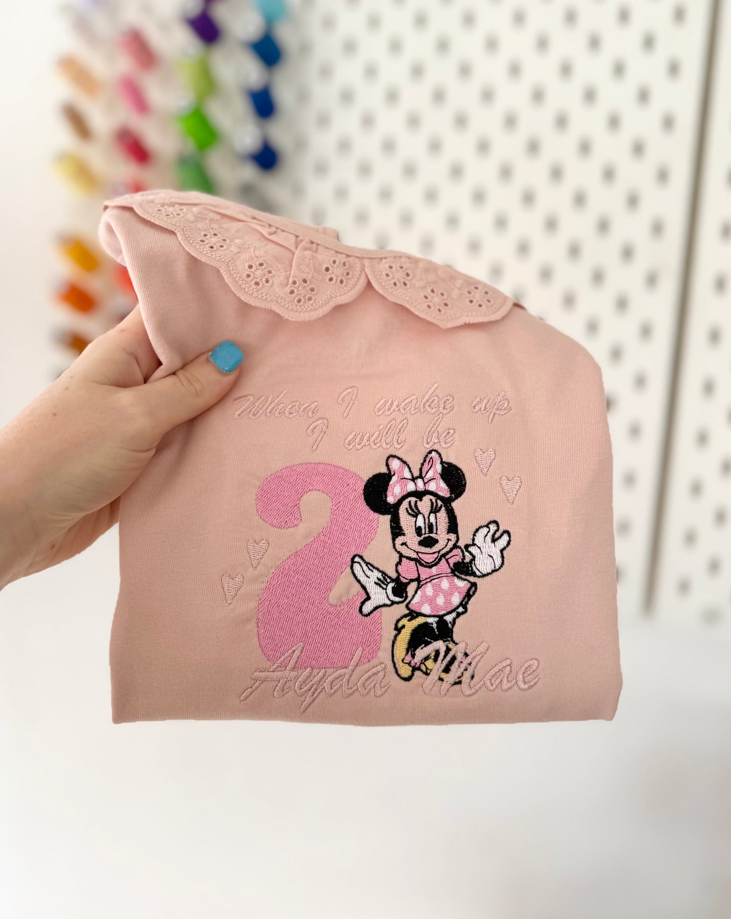 Pink Bow Mouse Personalised Kids Birthday Pyjamas - Embroidered