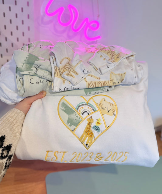 Personalised Appliqué Heart Jumper - Keepsake Embroidered with Clothing