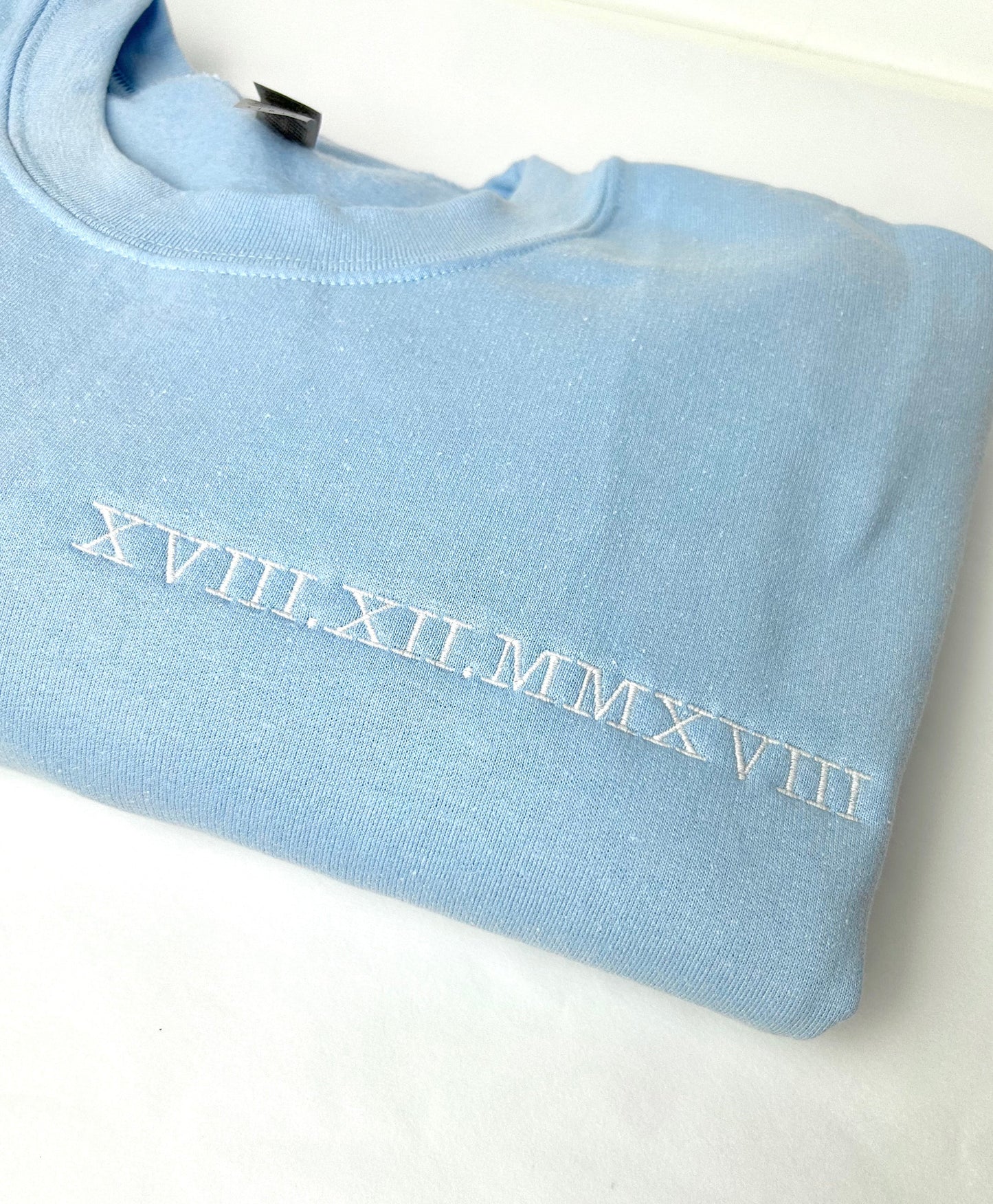 Personalised Date Roman Numeral Hoodie and Initial Sleeve Unisex - Embroidered