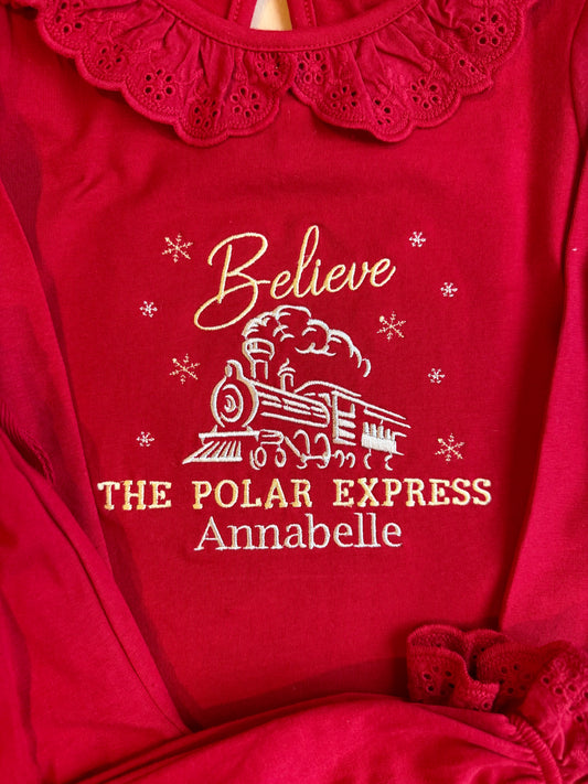 The Polar Express Personalised Believe Children's Christmas Pyjamas - Embroidered