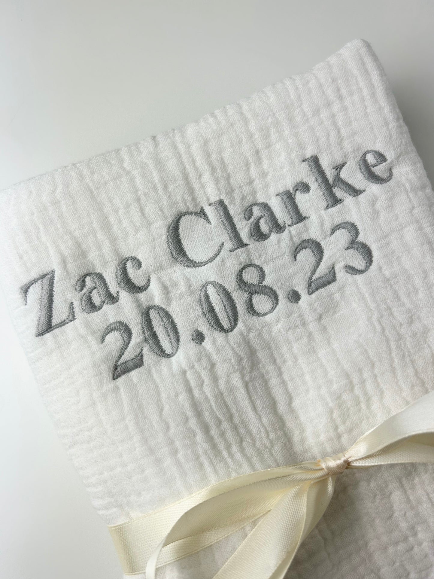 Personalised Muslin Blanket Organic Cotton - Embroidered