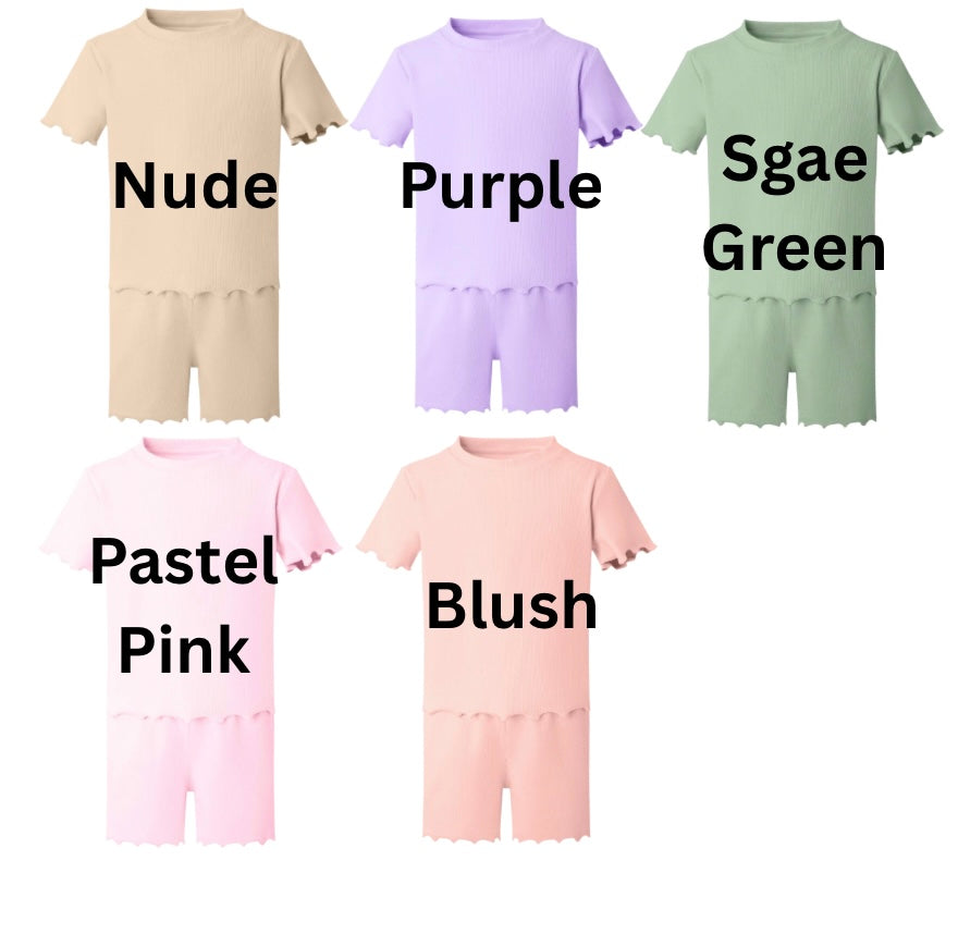 Multiple Designs | Ribbed T-Shirt and Short Set - Embroidery Personalised