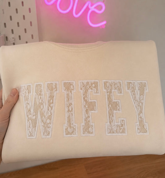 WIFEY Wedding Dress Keepsake Jumper | Personalised Wedding Dress Sweatshirt