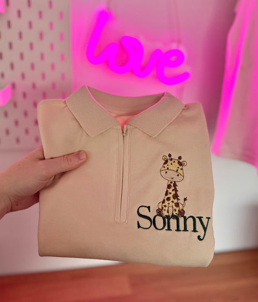 Giraffe Polo and Short Set - Embroidery Personalised