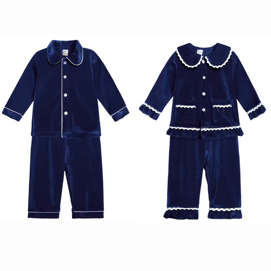Blue Velvet Pyjamas - Children's Personalised