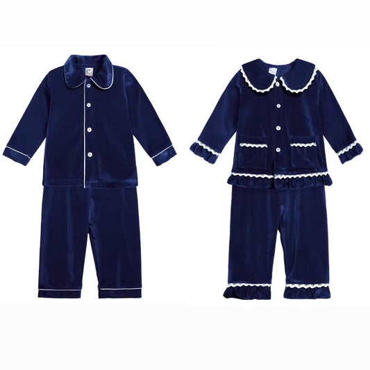 Blue Velvet Pyjamas - Children's Personalised