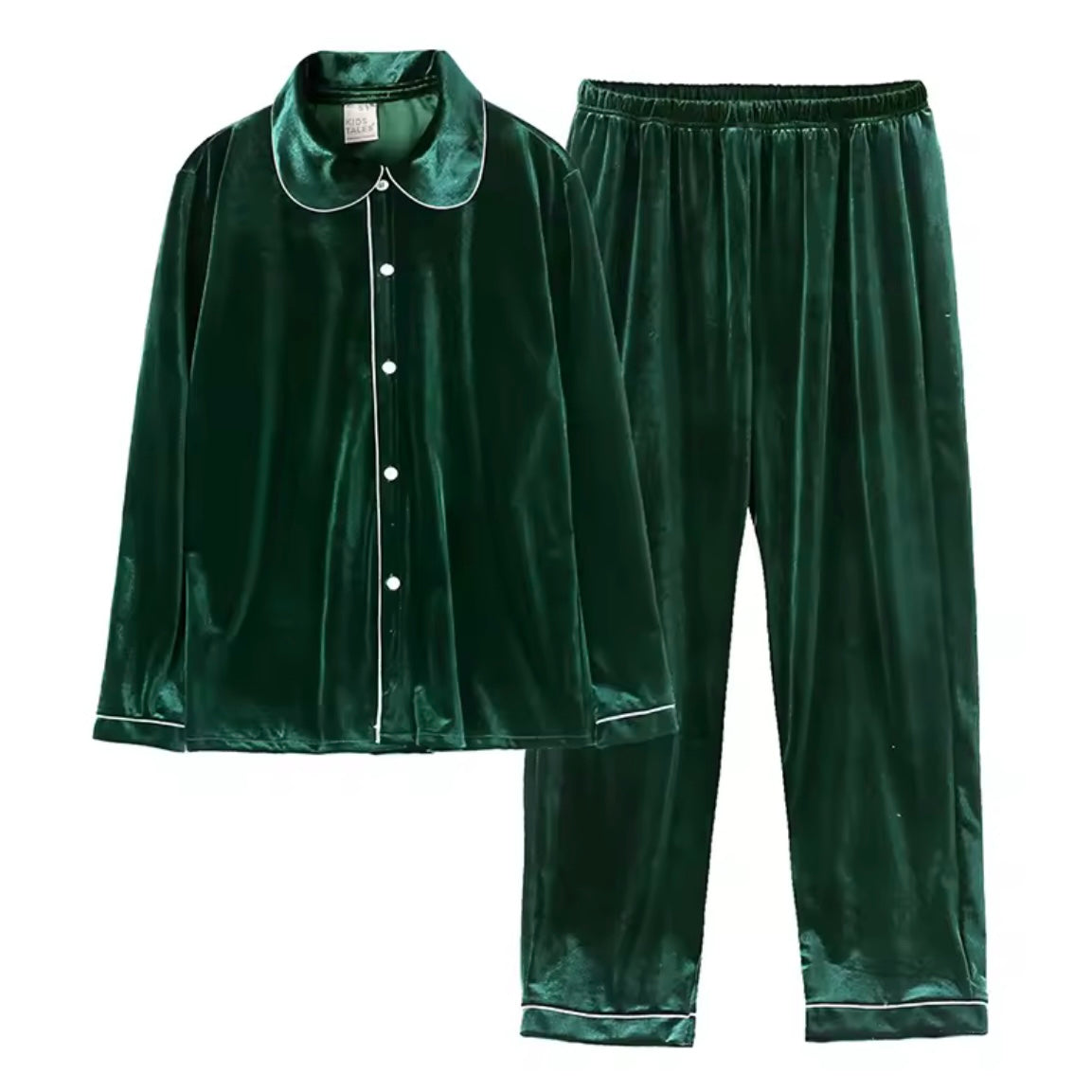 Green Velvet Pyjamas - Adult's Personalised