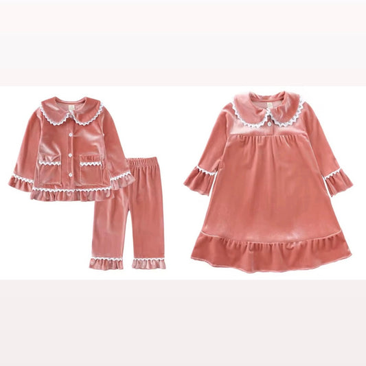 Pink Velvet Pyjamas - Children's Personalised