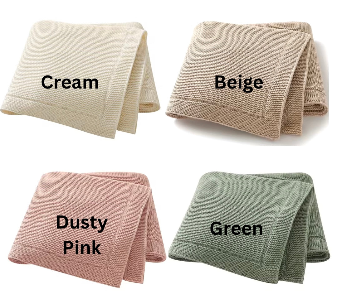 Personalised Knitted Blankets - Embroidered
