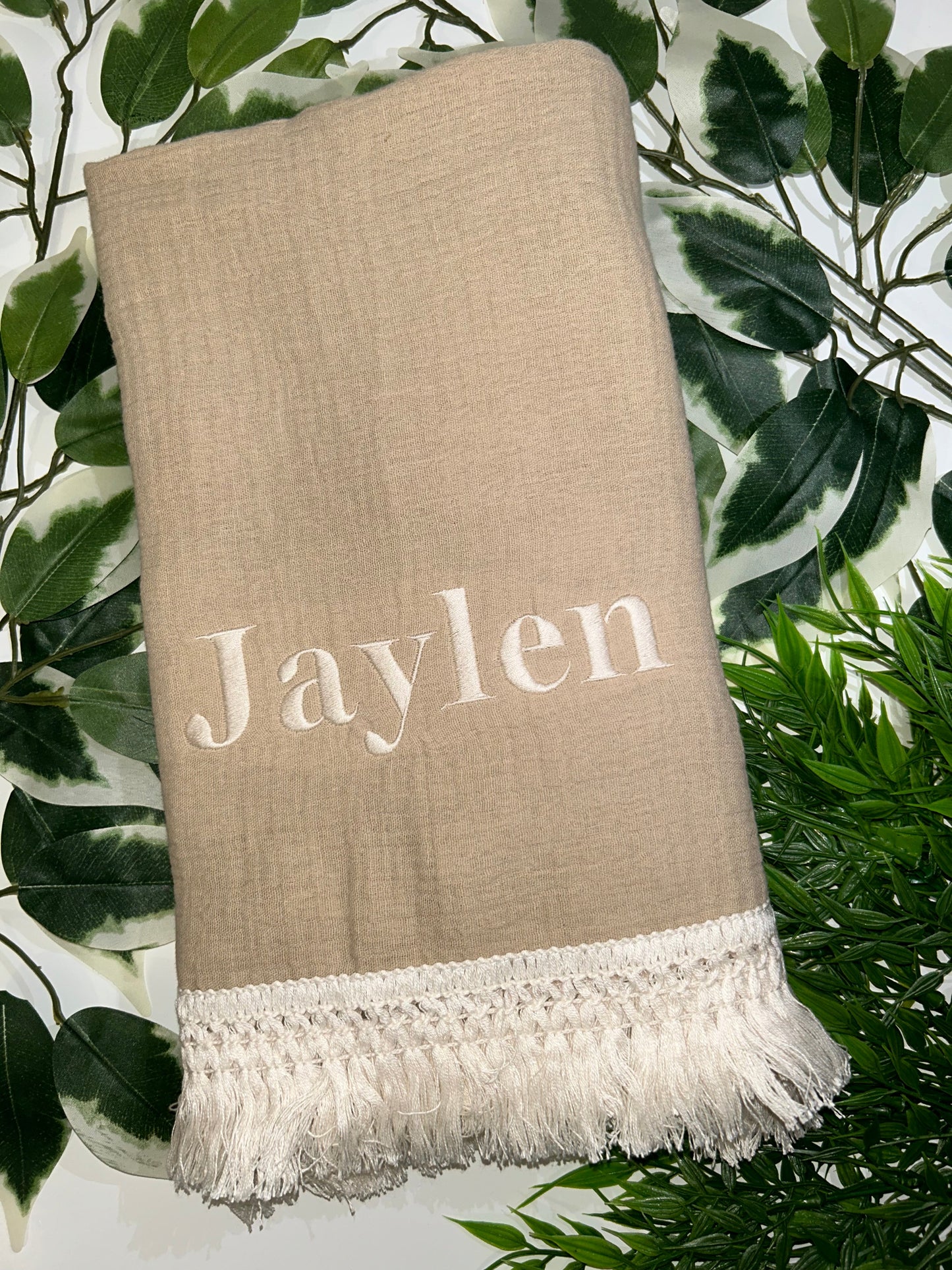 Personalised Muslin Blanket Organic Cotton - Embroidered