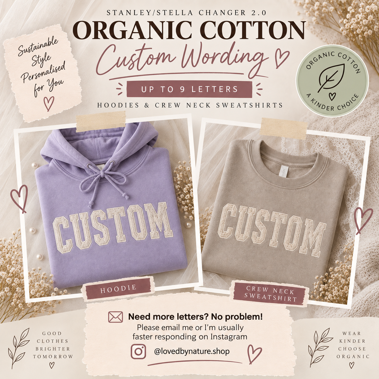 ORGANIC Cotton Custom Wedding Dress Keepsake Jumper | Personalised Appliqué Sweatshirt or Hoodie