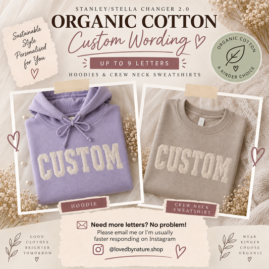 ORGANIC Cotton Custom Wedding Dress Keepsake Jumper | Personalised Appliqué Sweatshirt or Hoodie